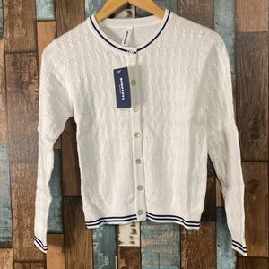 White cardigan button down sweater